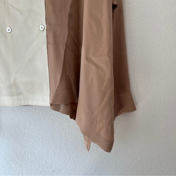 Lunya Silk-Blend Two-Tone Button-Up Shirt - Colorblock, Relaxed Fit, Medium - Picture 6 of 6